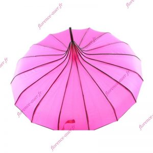 Parapluie long canne rose fuchsia pagode style japonais