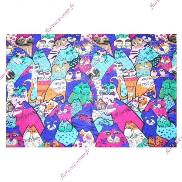 Étole en soie mosaïque de chats multicolores paréo