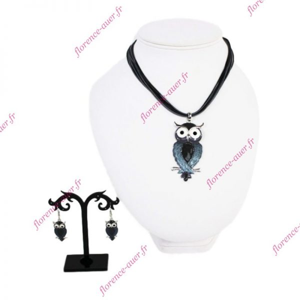 Boucles d'oreilles chouette hibou design contemporain métal argenté