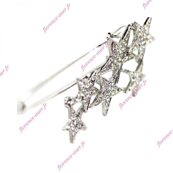 Broche épingle à nourrice six étoiles constellation métal argenté clair simili-diamants