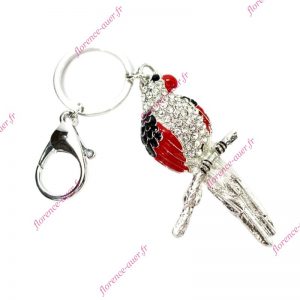 Porte-clés bijou de sac oiseau rouge