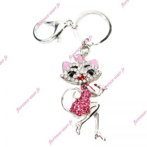 Porte-clés bijou de sac chatte rose coquette