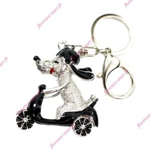 Porte-clés bijou de sac chien scooter noir