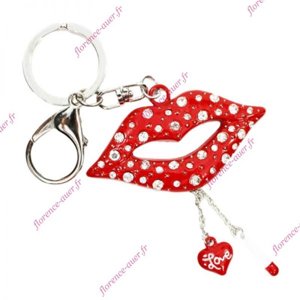 Porte-clés bijou de sac lèvres rouges