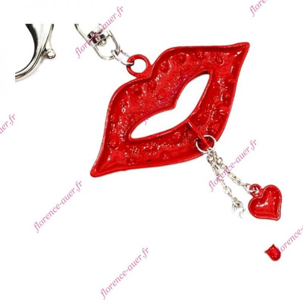 Porte-clés bijou de sac lèvres rouges