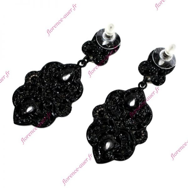 Boucles d'oreilles pendantes arabesques multicolores cabochons simili cristal