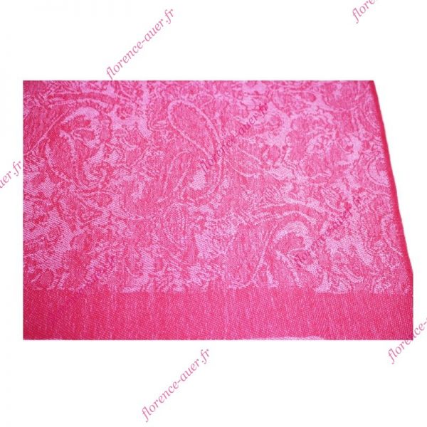 Grand foulard écharpe rose grenadine motif cachemire indien arabesques fleurs