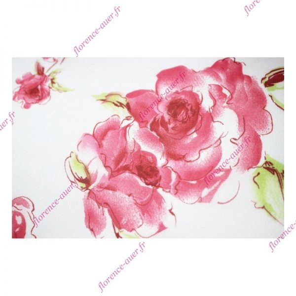 Petit foulard voile blanc bouquet de roses
