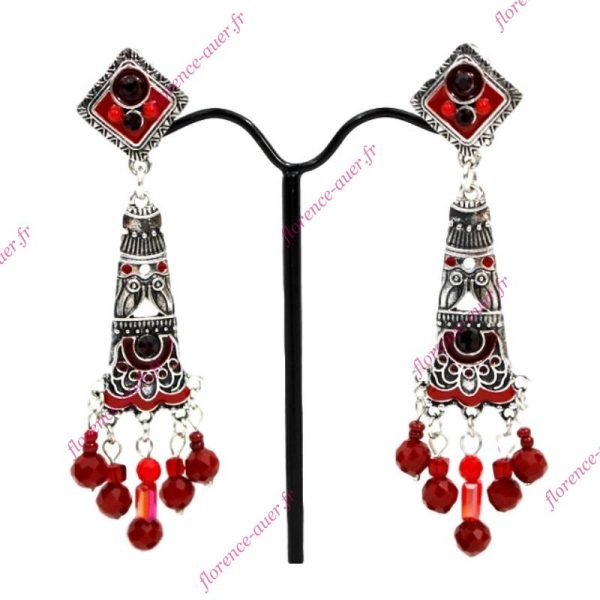 Boucles d'oreilles clips rouges devinette chouette pampilles