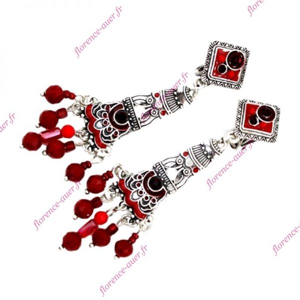 Boucles d'oreilles clips rouges devinette chouette pampilles