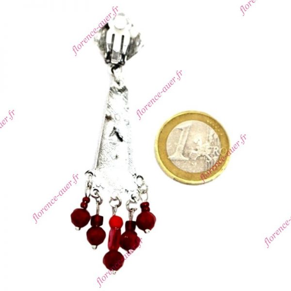 Boucles d'oreilles clips rouges devinette chouette pampilles