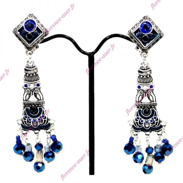 Boucles d'oreilles clips bleus...où est la chouette ?