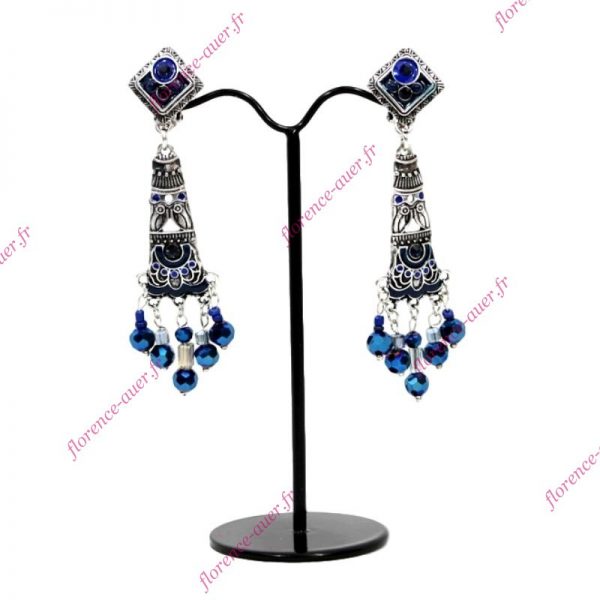 Boucles d'oreilles clips bleus...où est la chouette ?