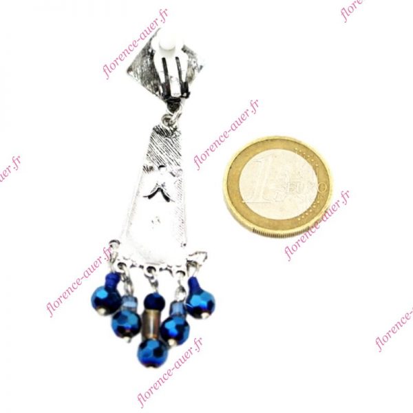 Boucles d'oreilles clips bleus...où est la chouette ?