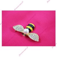 Broche Abeille En Métal Doré émaillé Noir & Blanc - Neuf Sans Emballage - Bijou Fantaisie Chic