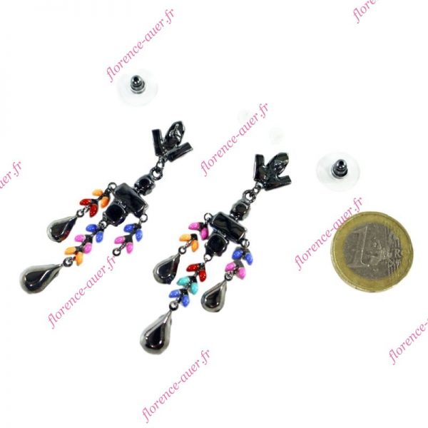 Boucles d'oreilles cascades multicolores séduction perles fantaisie cristal