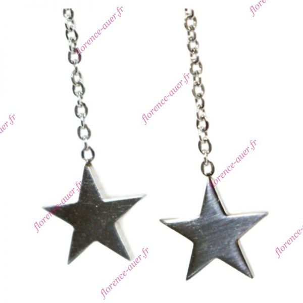 Boucles d'oreilles acier petite étoile pleine argentée pendante