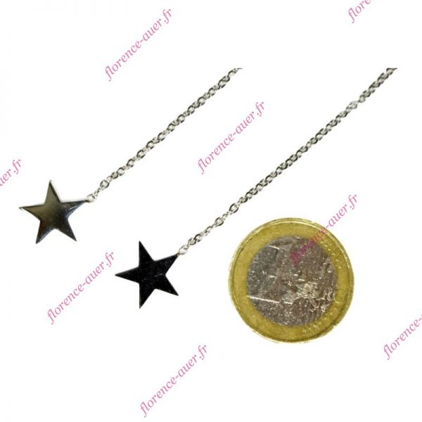 Boucles d'oreilles acier petite étoile pleine argentée pendante
