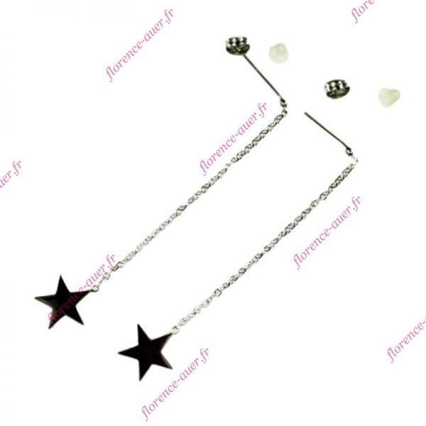 Boucles d'oreilles acier petite étoile pleine argentée pendante
