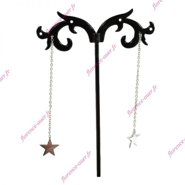 Boucles d'oreilles acier petite étoile pleine argentée pendante