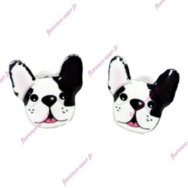 Boucles d'oreilles tête de bouledogue mode accessoire chien