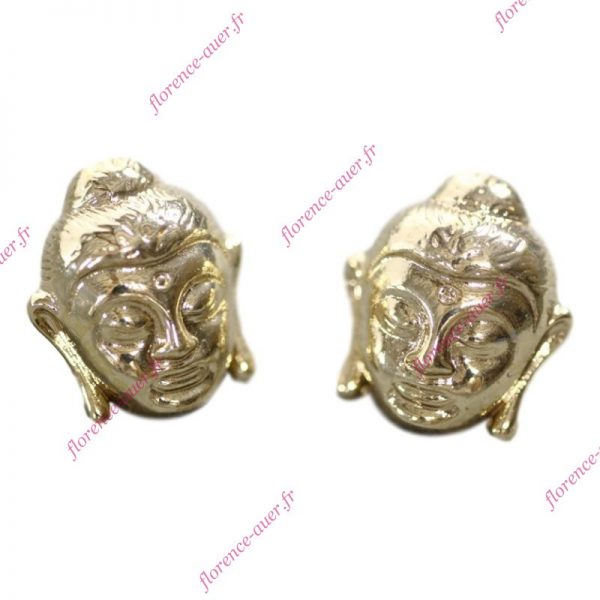 Boucles d'oreilles zen dorées têtes de Bouddha prince Siddhartha