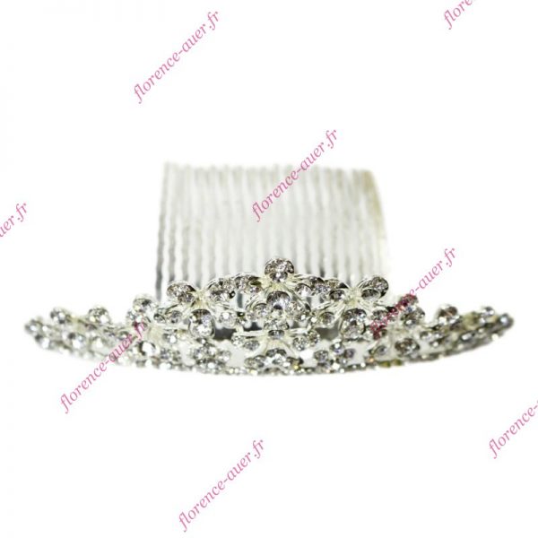 Bijou cheveu diadème mini-tiare peigne simili-diamant fleurs princesse cérémonies mariage