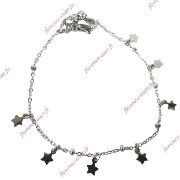 Bracelet chaîne 7 étoiles pampilles acier porte-bonheur