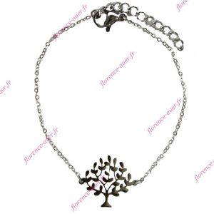 Bracelet chaîne arbre de vie acier zen nature