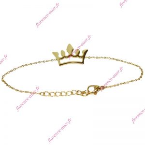 Bracelet chaîne couronne acier doré accessoire princesse